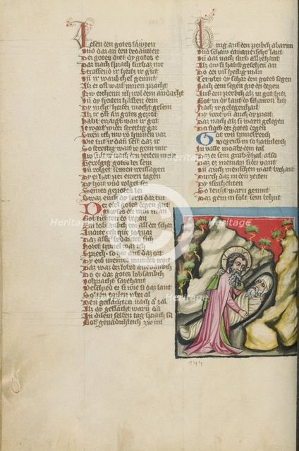 God Burying Moses; Weltchronik, about 1400-1410. Creator: Unknown.