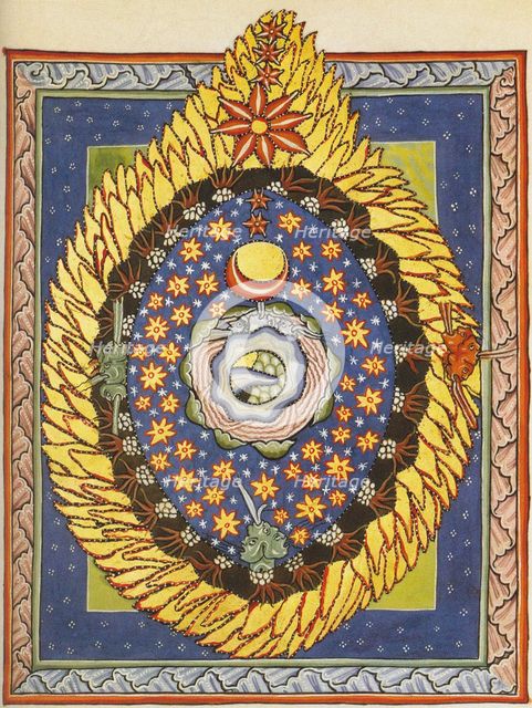God, Cosmos, and Humanity. Miniature from Liber Scivias by Hildegard of Bingen, c. 1175.