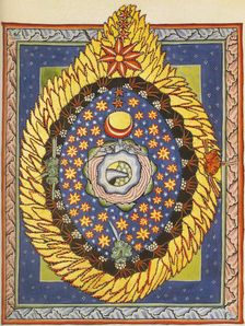 God, Cosmos, and Humanity. Miniature from Liber Scivias by Hildegard of Bingen, c. 1175