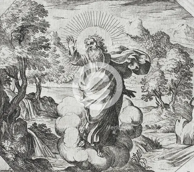 God Creating Plants and Trees, c1600. Creator: Antonio Tempesta.