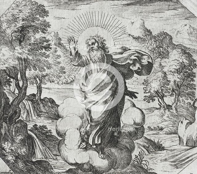 God Creating Plants and Trees, c1600. Creator: Antonio Tempesta.