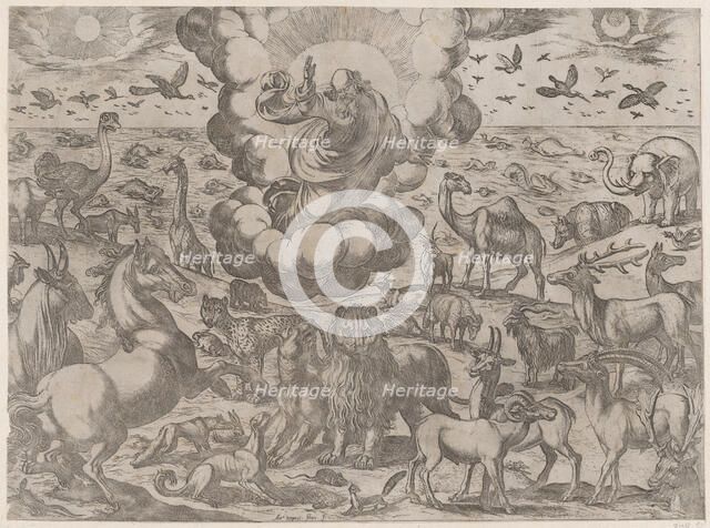 God Creating the Animals, ca. 1590-1630. Creator: Antonio Tempesta.