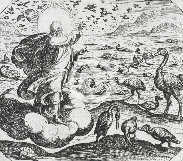 God Creating the Birds and the Fish, c1600. Creator: Antonio Tempesta.