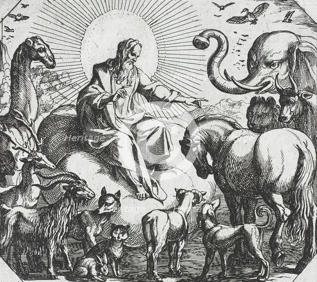 God Creating the Land Animals, c1600. Creator: Antonio Tempesta.