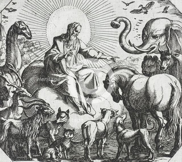 God Creating the Land Animals, c1600. Creator: Antonio Tempesta.