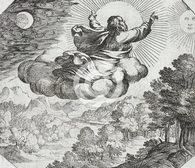 God Creating the Sun, the Moon, and the Stars, c1600. Creator: Antonio Tempesta.