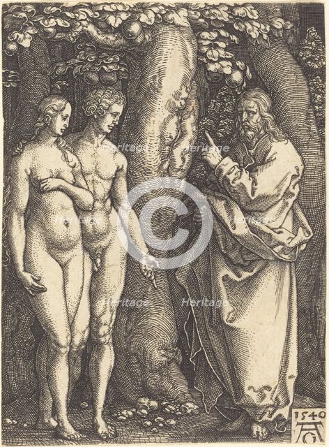 God Forbids to Eat from the Tree, 1540. Creator: Heinrich Aldegrever.
