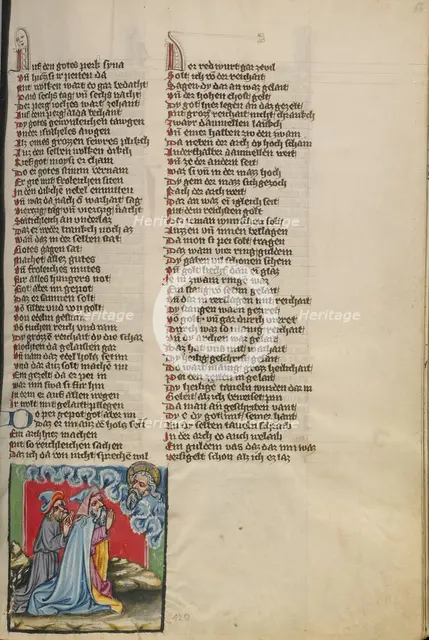 God in the Rain Cloud; Weltchronik, about 1400-1410. Creator: Unknown.