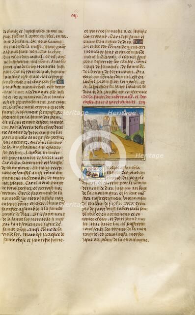 God Instructing Moses on the Building of the Ark of the Covenant; Miroir Historial, about 1475. Creator: Unknown.