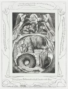 God Pointing out Behemoth...and Leviathan, 1825. Creator: William Blake