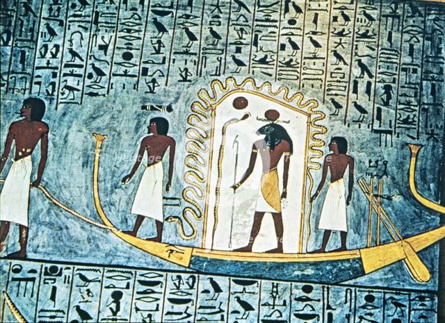 God Ra travelling through the world of dead, fresco in the tomb of Ramses I.