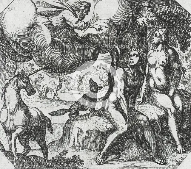 God Reproaching Adam and Eve for Their Disobedience, 16th century. Creator: Antonio Tempesta.
