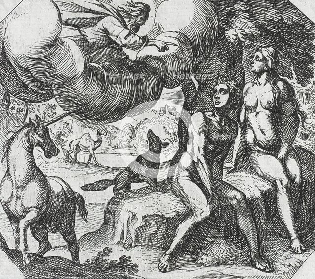 God Reproaching Adam and Eve for Their Disobedience, 16th century. Creator: Antonio Tempesta.