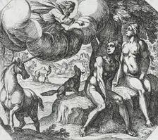 God Reproaching Adam and Eve for Their Disobedience, 16th century. Creator: Antonio Tempesta
