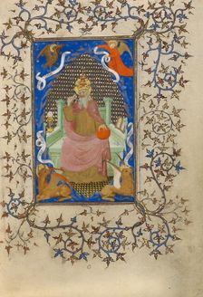 God Surrounded by the Symbols of the Four Evangelists; Book of Hours, about 1410. Creator: Unknown