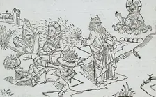 God Sends the Flies to Egypt (recto); God Sends Boils to Egypt (verso), published 1483. Creator: Unknown