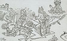 God Sends the Flies to Egypt (recto); God Sends Boils to Egypt (verso), published 1483. Creator: Unknown