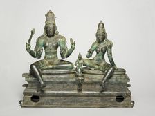 God Shiva and Goddess Uma Seated with their Son, Skanda (Somaskanda), about 1400. Creator: Unknown