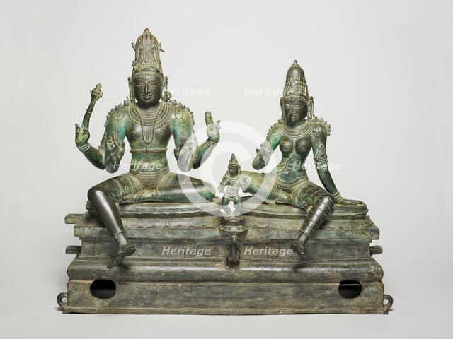 God Shiva and Goddess Uma Seated with their Son, Skanda (Somaskanda), about 1400. Creator: Unknown.