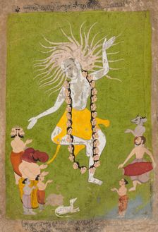God Shiva in His Ferocious Aspect as Mahakala Dancing, c. 1700-1710. Creator: Unknown