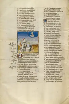 God Speaking to Nature Surrounded by Animals; Roman de la Rose, about 1405. Creator: Unknown