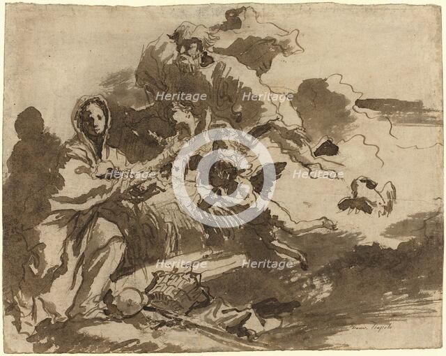 God the Father and Angels Adoring the Madonna and Child [recto], c. 1753. Creator: Giovanni Battista Tiepolo.