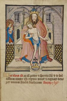 God the Father and Son with the Virgin; Illustrated Vita Christi..., about 1480-1490. Creator: Unknown