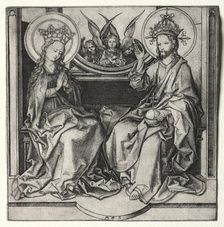 God the Father and the Blessed Virgin Enthroned Attended by Angels, c. 1480-90. Creator: Martin Schongauer (German, c.1450-1491)