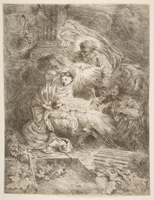 God the Father observing the Virgin and Child, angels to the right, ca. 1645-47. Creator: Giovanni Benedetto Castiglione