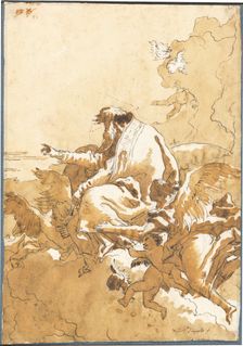 God the Father Seated in Clouds Surrounded by Angels and Putti, 1753/1759. Creator: Giovanni Battista Tiepolo