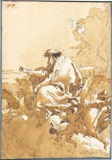 God the Father Seated in Clouds Surrounded by Angels and Putti, 1753/1759. Creator: Giovanni Battista Tiepolo