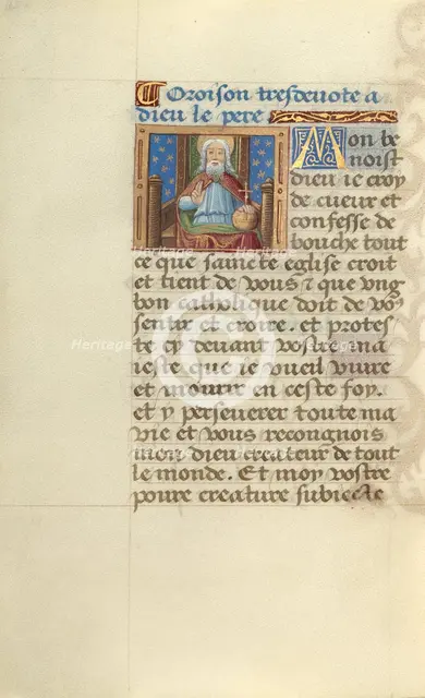 God the Father; Poncher Hours, about 1500. Creator: Master of Jacques de Besancon.