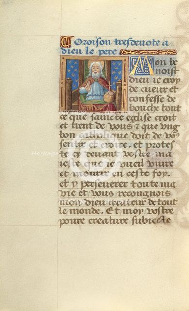 God the Father; Poncher Hours, about 1500. Creator: Master of Jacques de Besancon.