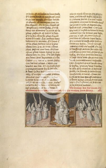 God the Father with Adoring Angels; Miroir Historial, about 1475. Creator: Unknown.