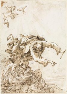 God the Father with Angels and Cherubs, 1758 or after. Creator: Giovanni Domenico Tiepolo (Italian, 1727-1804)