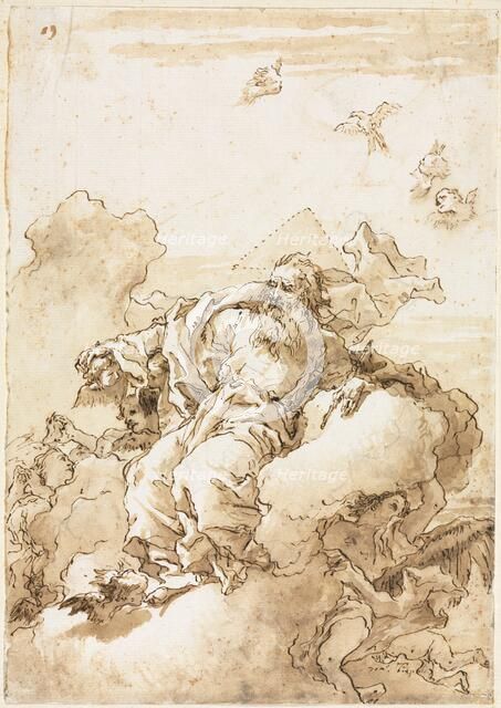 God the Father with Symbol of the Trinity, 1758 or after. Creator: Giovanni Domenico Tiepolo (Italian, 1727-1804).