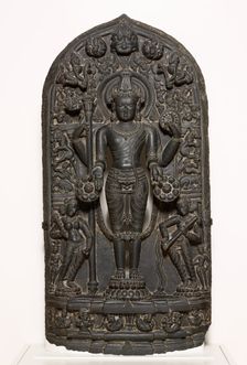 God Vishnu with Goddesses Lakshmi and Sarasvati, Pala period, 10th/12th century. Creator: Unknown