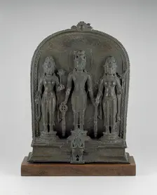 God Vishnu with Lakshmi and Sarasvati, Pala period, 9th/10th century. Creator: Unknown