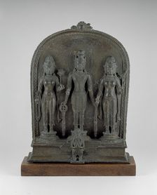 God Vishnu with Lakshmi and Sarasvati, Pala period, 9th/10th century. Creator: Unknown