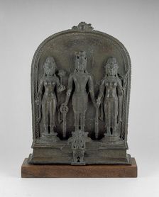 God Vishnu with Lakshmi and Sarasvati, Pala period, 9th/10th century. Creator: Unknown