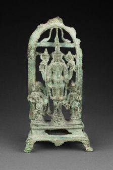 God Vishnu with Lakshmi and Sarasvati, Pala period, 10th/11th century. Creator: Unknown