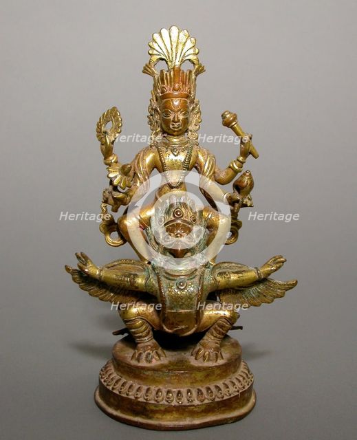 God Vishnu Astride His Mount, Garuda, 17th/18th century. Creator: Unknown.