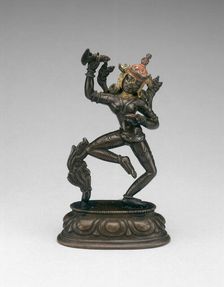 Goddess Vajravarahi Dancing with Chopper (karttrika) and Skullcup (kapala), 15th century. Creator: Unknown