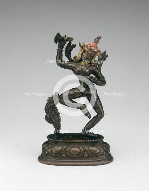 Goddess Vajravarahi Dancing with Chopper (karttrika) and Skullcup (kapala), 15th century. Creator: Unknown.