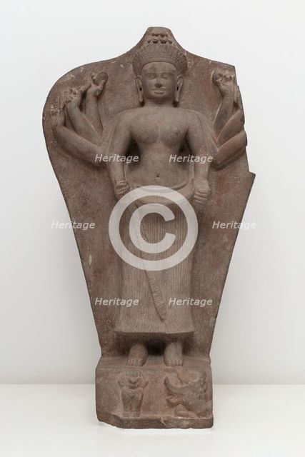 Goddess Durga Slaying the Buffalo Demon (Mahishasuramardini), Angkor period, 10th century. Creator: Unknown.