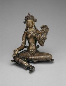 Goddess Green Tara Seated with Hand in Gesture of Gift Giving (Varadamudra), 16th century. Creator: Unknown
