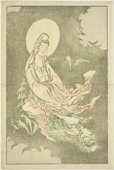 Goddess Riding a Dragon, from The Picture Book of Realistic Paintings of Hokusai..., c. 1814. Creator: Hokusai