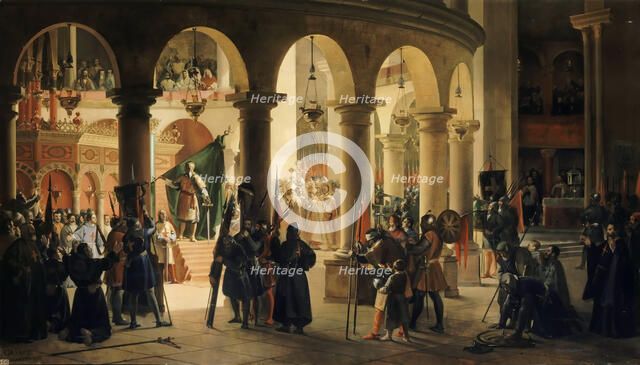 Godefroy de Bouillon deposits in the church of the Holy Sepulchre the Trophies of Ascalon. Artist: Granet, François Marius (1775-1849)