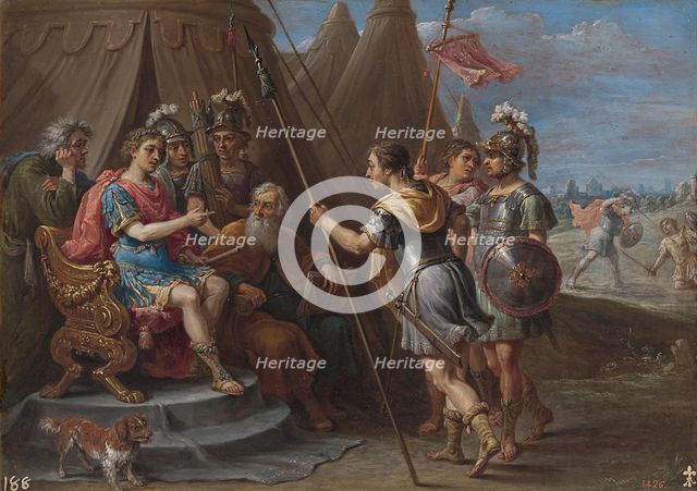 Godfrey and the Council hear Armida's plea, between 1628 and 1630. Creator: David Teniers II.