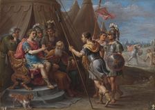 Godfrey and the Council hear Armida's plea, between 1628 and 1630. Creator: David Teniers II